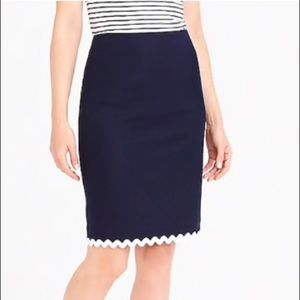 J Crew navy and white pencil skirt 00